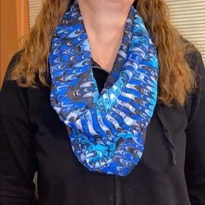 Light and Dark Blue Watercolored Designed Scarf